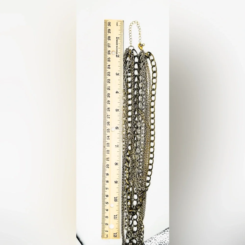 Vintage 7-Strand Mixed Metal Layered Chain Necklace - Picture 10 of 10